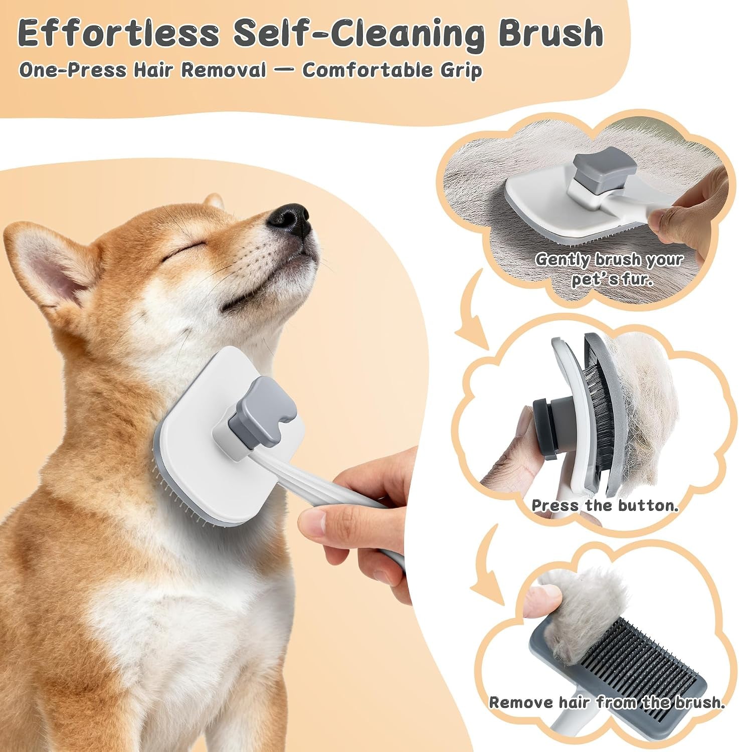 Brosse Chat & Chien Poil Long – Kit Toilettage 3 En 1 Avec Brosse Auto-Nettoyante, Peigne Démêloir & Coupe-Griffes – Soin Complet Anti-Mue Et Nœuds Pour Animaux