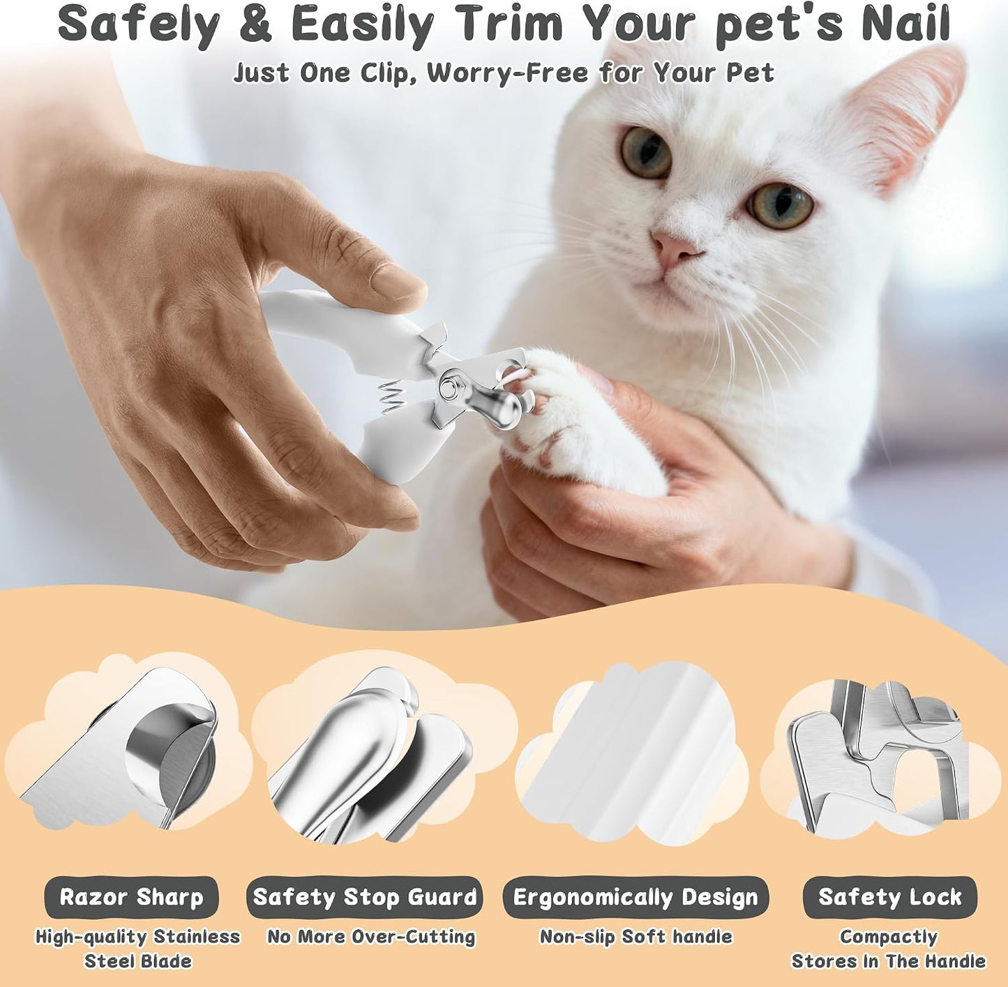 Brosse Chat & Chien Poil Long – Kit Toilettage 3 En 1 Avec Brosse Auto-Nettoyante, Peigne Démêloir & Coupe-Griffes – Soin Complet Anti-Mue Et Nœuds Pour Animaux
